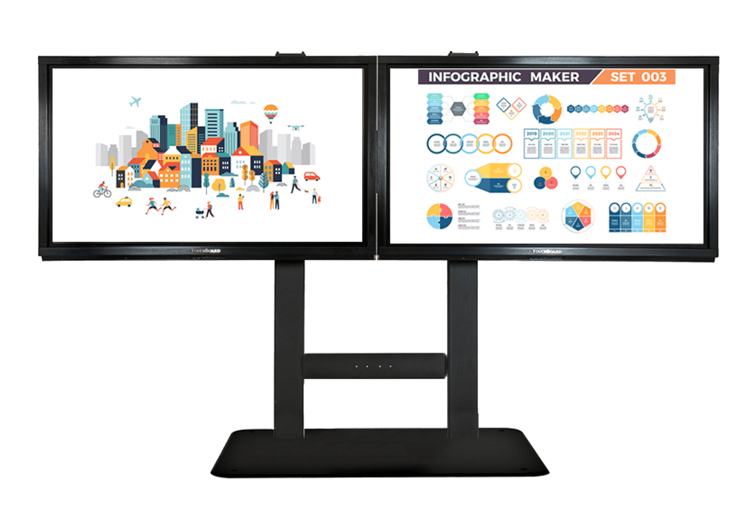 Free Standing Fixed Height Dual Screen System
